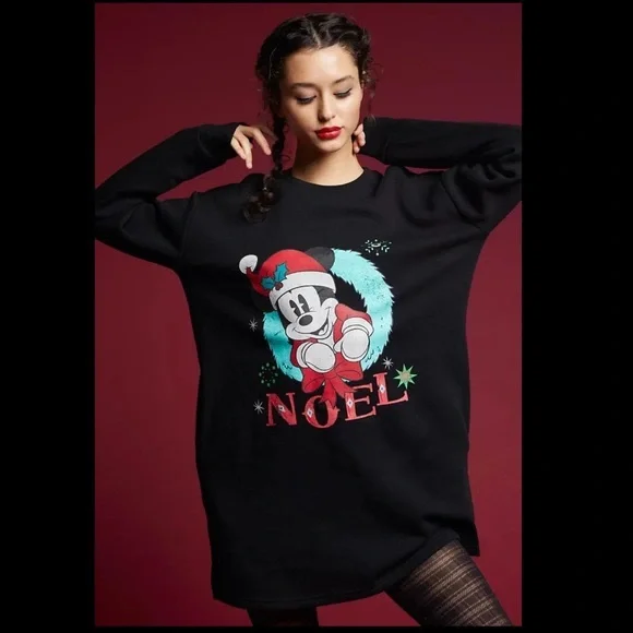 Disney | Dresses | Disney Mickey Mouse Holiday Noel Sweatshirt Dress |  Poshmark